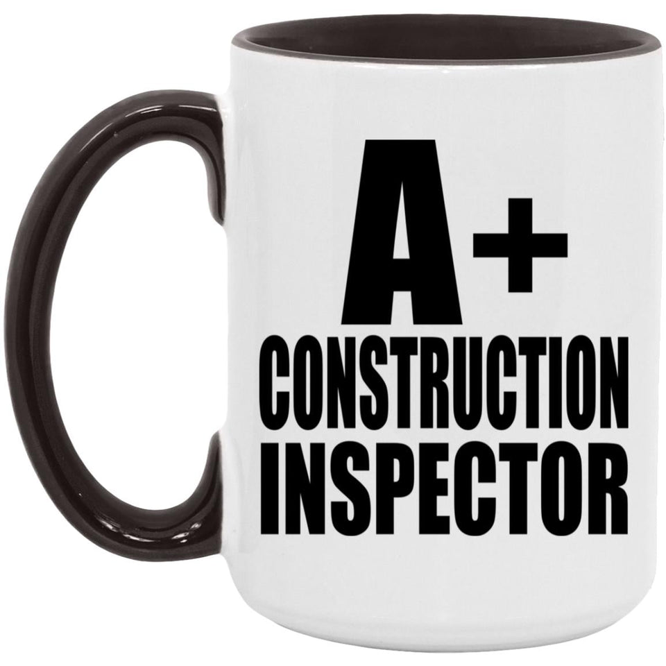A+ Construction Inspector - 15oz Accent Mug Black