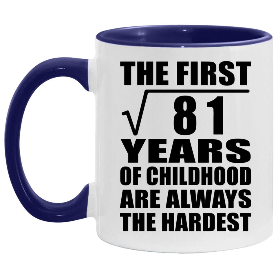 9th Birthday Square Root Of 81 Years Of Childhood - 11oz Accent Mug Purple