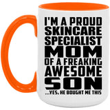 Proud Skincare Specialist Mom Of Awesome Son - 15oz Accent Mug Orange