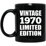 54th Birthday Vintage 1970 Limited Edition - 11oz Coffee Mug Black