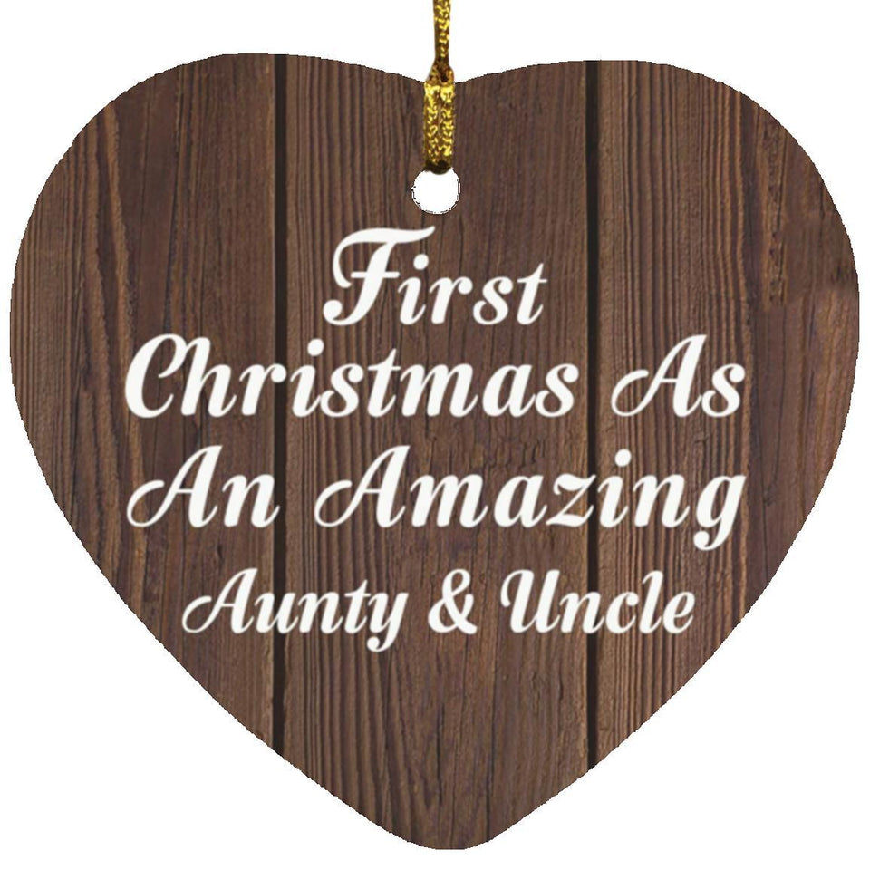 First Christmas As An Amazing Aunty & Uncle - Heart Ornament D