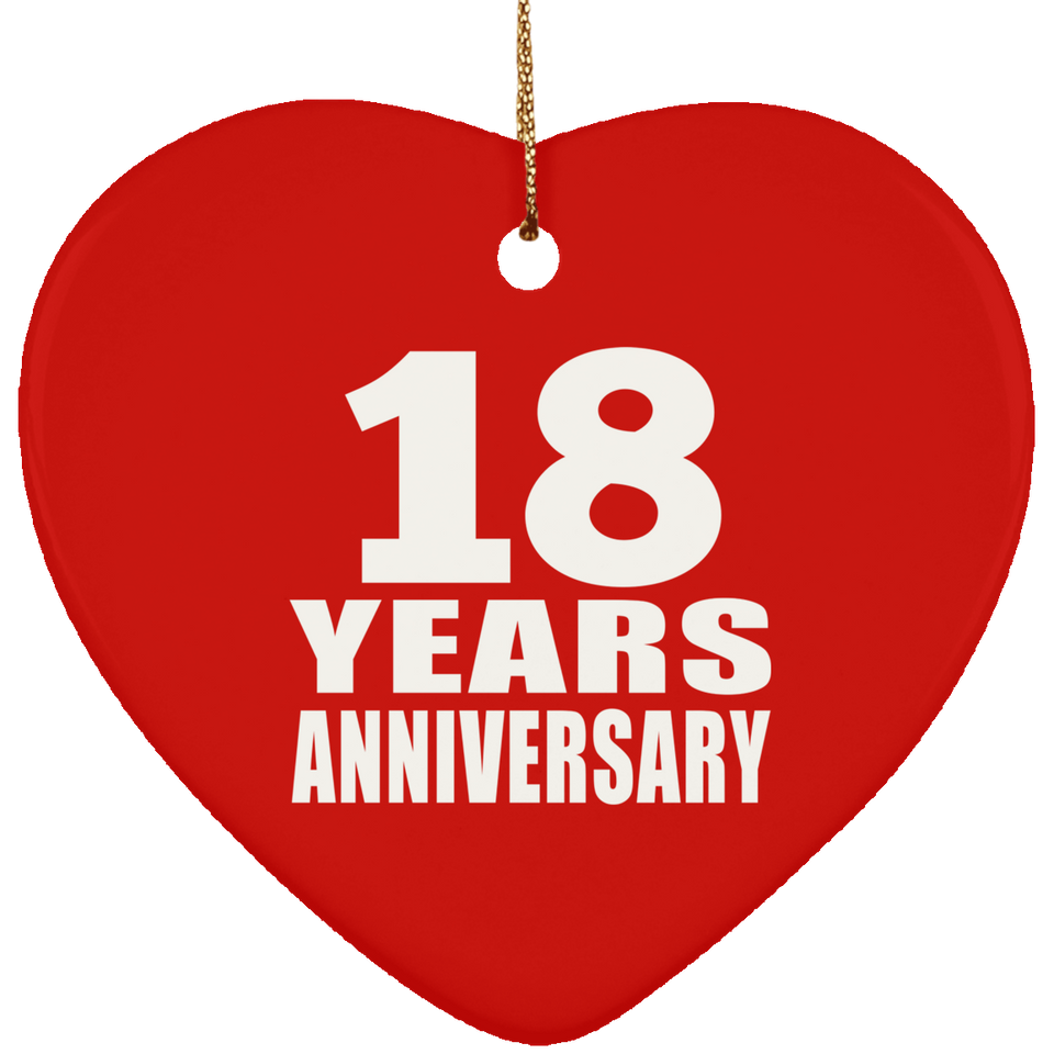 18th Anniversary 18 Years - Heart Ornament
