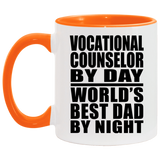 Vocational Counselor By Day World's Best Dad By Night - 11oz Accent Mug Orange