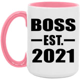 Boss Established EST. 2021 - 15oz Accent Mug Pink