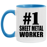Number One #1 Sheet Metal Worker - 11oz Accent Mug Blue