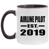 Airline Pilot Established EST. 2019 - 11oz Accent Mug Black