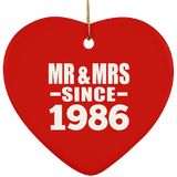 38th Anniversary Mr & Mrs Since 1986 - Heart Ornament