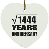 38th Anniversary Square Root of 1444 Years Anniversary - Heart Ornament