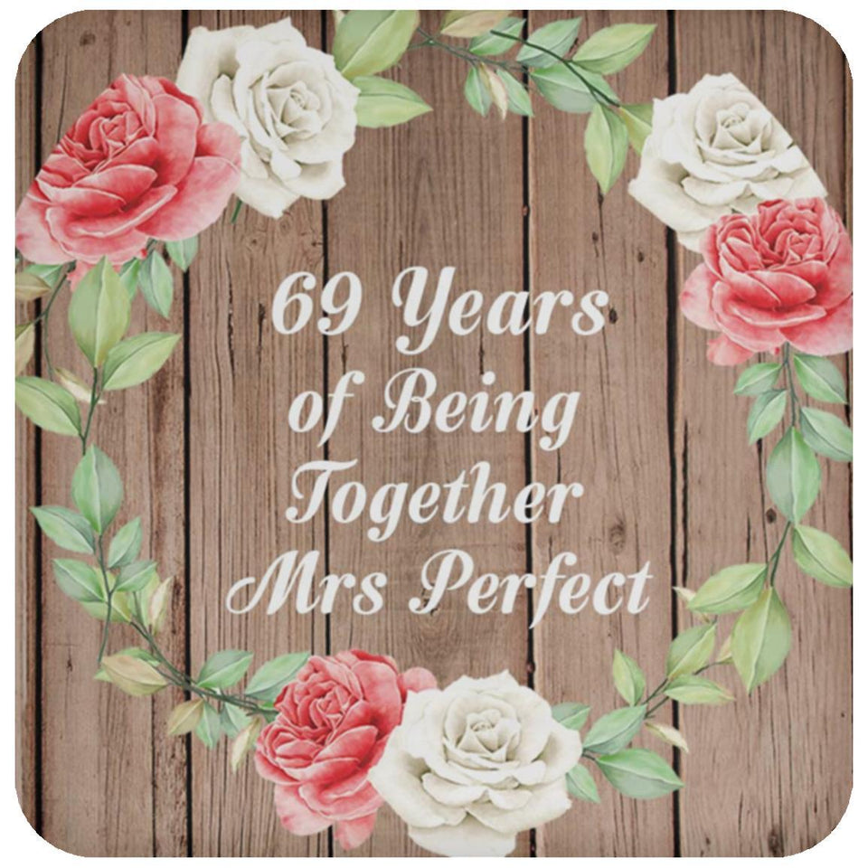 69th Anniversary 69 Years Of Being Mrs Perfect - Drink Coaster B