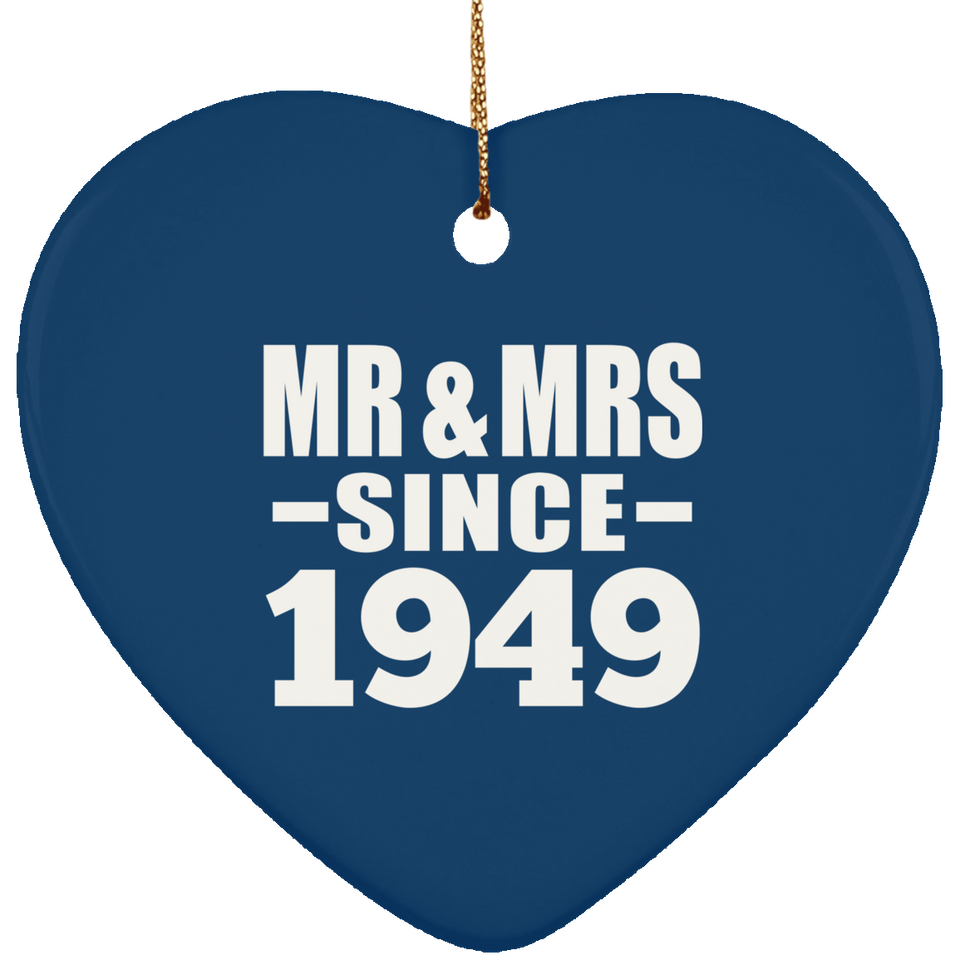 75th Anniversary Mr & Mrs Since 1949 - Heart Ornament