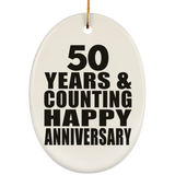 Happy 50th Anniversary 50 Years & Counting - Oval Ornament