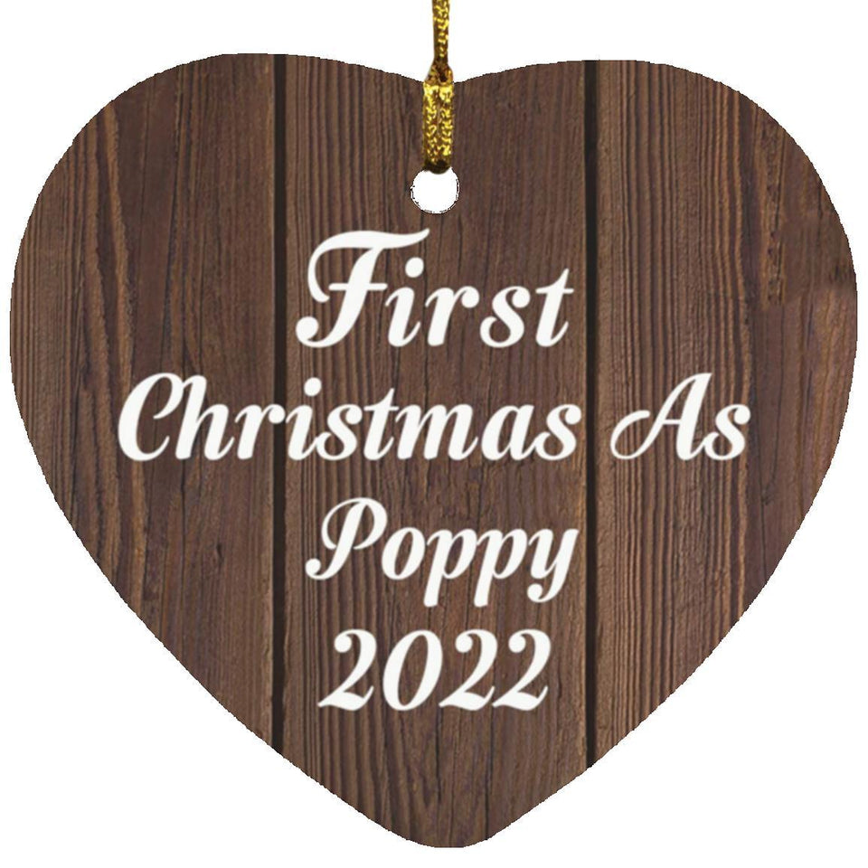 First Christmas As Poppy 2022 - Heart Ornament D