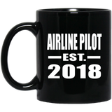 Airline Pilot Established EST. 2018 - 11 Oz Coffee Mug Black