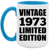 51st Birthday Vintage 1973 Limited Edition - 15oz Accent Mug Blue