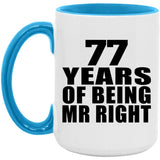 77th Anniversary 77 Years Of Being Mr Right - 15oz Accent Mug Blue