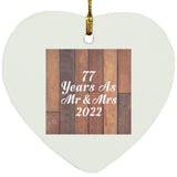 77th Anniversary 77 Years As Mr & Mrs 2022 - Heart Ornament E