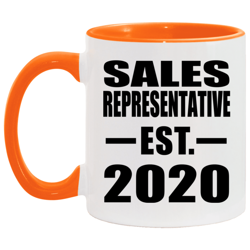 Sales Representative Established EST. 2020 - 11oz Accent Mug Orange