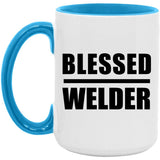 Blessed Welder - 15oz Accent Mug Blue