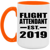 Flight Attendant Established EST. 2019 - 15oz Accent Mug Orange
