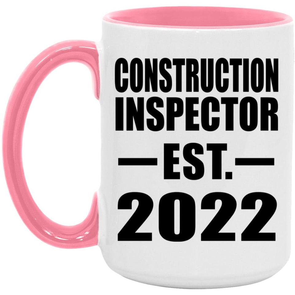 Construction Inspector Established EST. 2022 - 15oz Accent Mug Pink