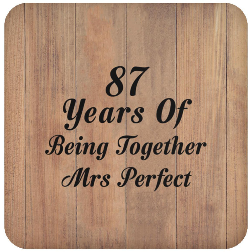 87th Anniversary 87 Years Of Being Mrs Perfect - Drink Coaster C