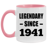 83rd Birthday Legendary Since 1941 - 11oz Accent Mug Pink