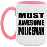 Most Awesome Policeman - 15oz Accent Mug Pink