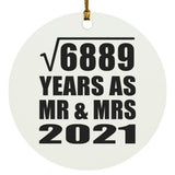 83rd Anniversary Square Root of 6889 Years As Mr & Mrs 2021 - Circle Ornament