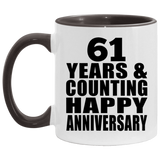 Happy 61st Anniversary 61 Years & Counting - 11oz Accent Mug Black