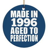 28th Birthday Made In 1996 Aged to Perfection - Circle Ornament