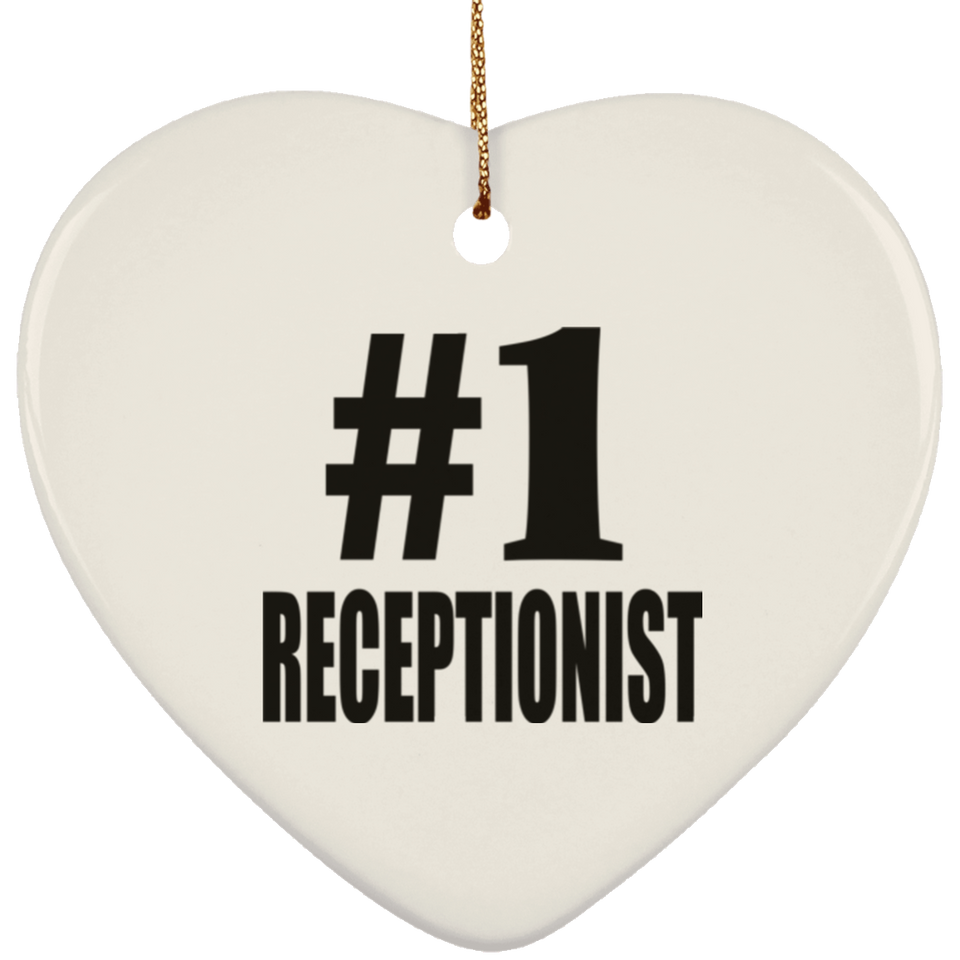 Number One #1 Receptionist - Heart Ornament