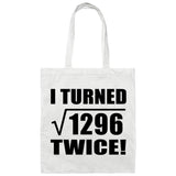 72nd Birthday I Turned Square Root of 1296 Twice - Tote Bag White