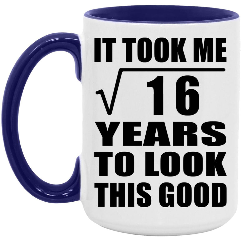4th Birthday Took Square Root of 16 Years To Look Good - 15oz Accent Mug Purple