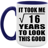 4th Birthday Took Square Root of 16 Years To Look Good - 15oz Accent Mug Purple
