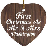 First Christmas As Mr & Mrs Washington - Heart Ornament D