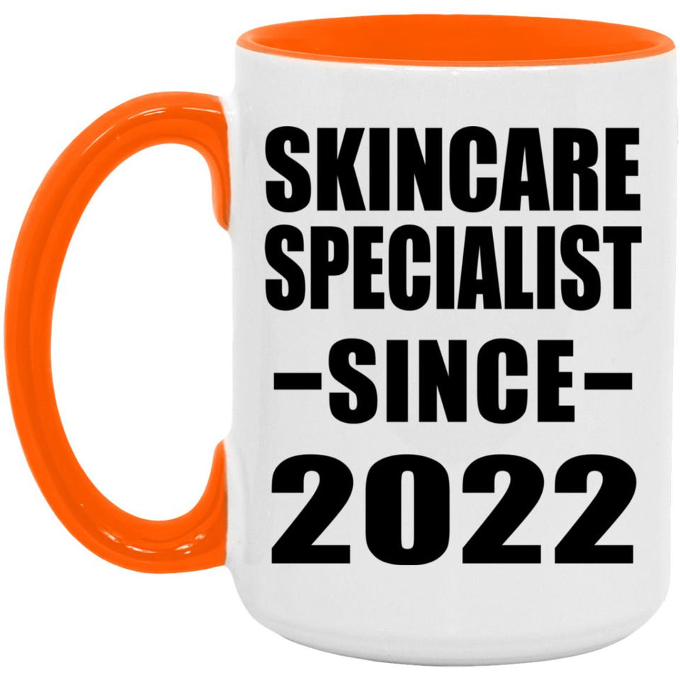Skincare Specialist Since 2022 - 15oz Accent Mug Orange