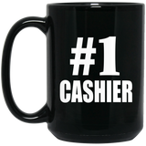 Number One #1 Cashier - 15 Oz Coffee Mug Black