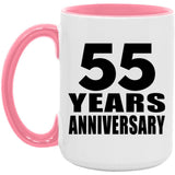 55th Anniversary 55 Years Anniversary - 15oz Accent Mug Pink
