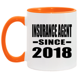 Insurance Agent Since 2018 - 11oz Accent Mug Orange