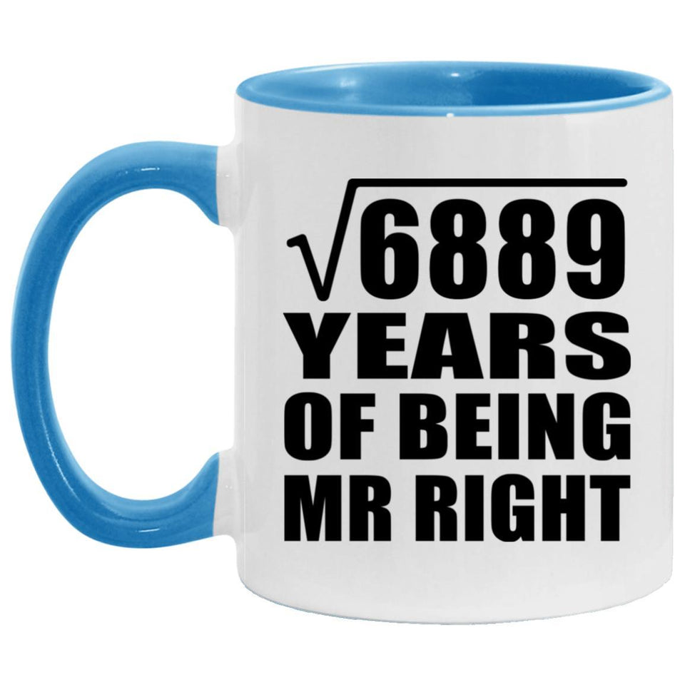 83rd Anniversary Square Root of 6889 Years of Being Mr Right - 11oz Accent Mug Blue