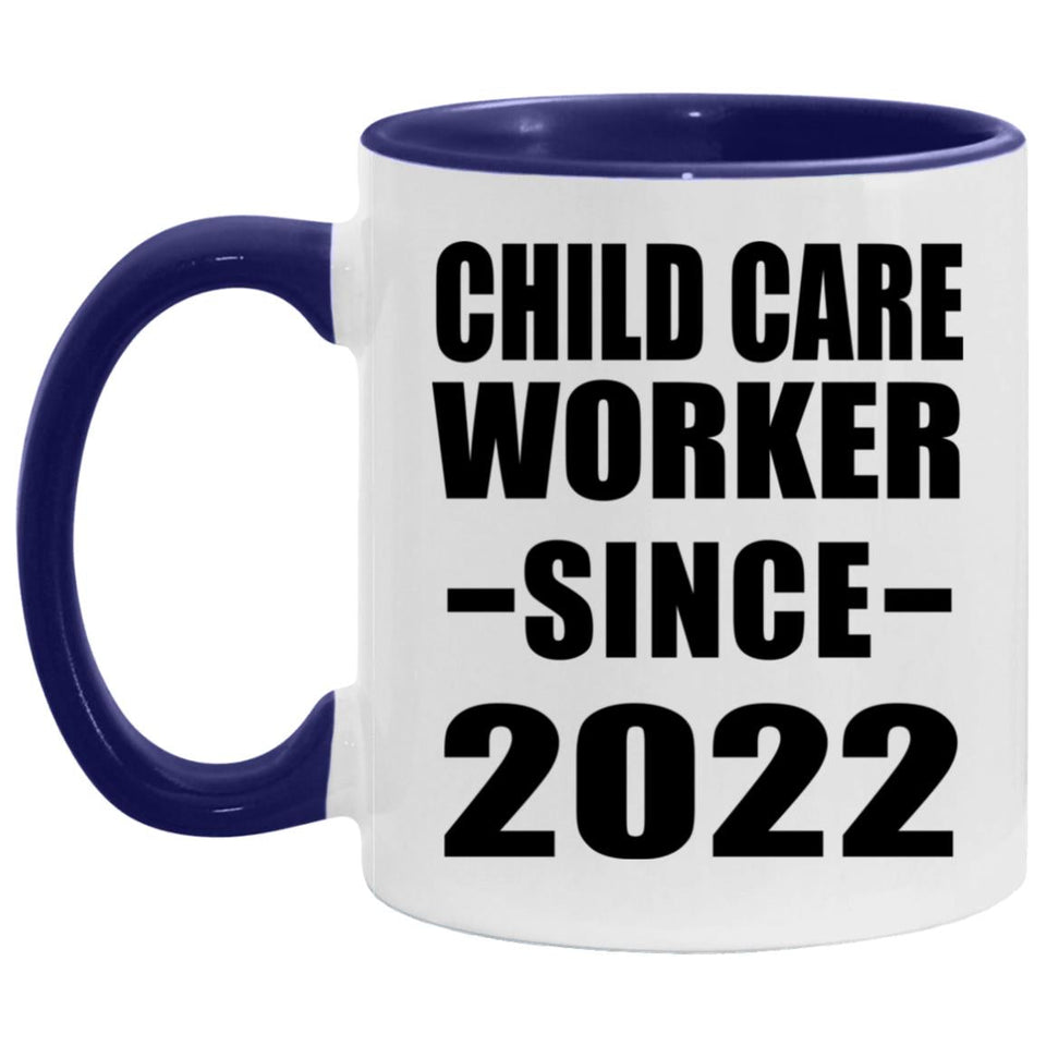 Child Care Worker Since 2022 - 11oz Accent Mug Purple