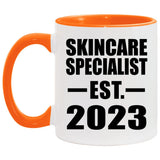 Skincare Specialist Established EST. 2023 - 11oz Accent Mug Orange