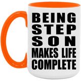 Being Step Son Makes Life Complete - 15oz Accent Mug Orange