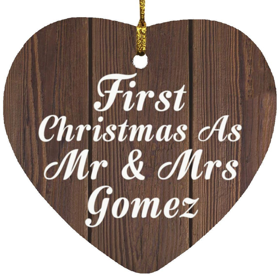 First Christmas As Mr & Mrs Gomez - Heart Ornament D