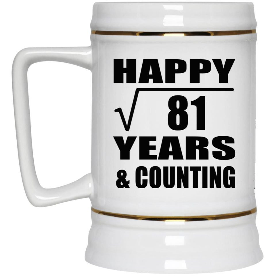 Happy 9th Anniversary Square Root of 81 Years & Counting - Beer Stein