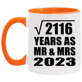 46th Anniversary Square Root of 2116 Years As Mr & Mrs 2023 - 11oz Accent Mug Orange