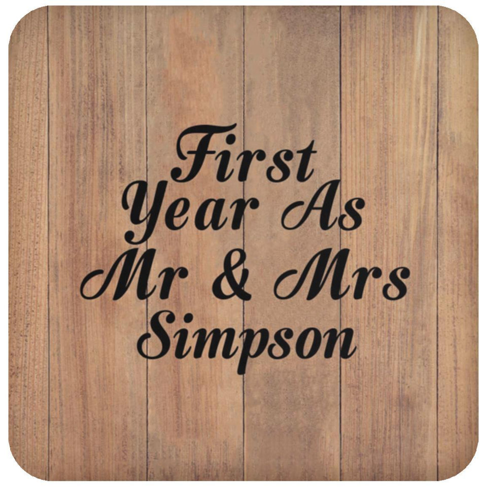 First Year As Mr & Mrs Simpson - Drink Coaster C