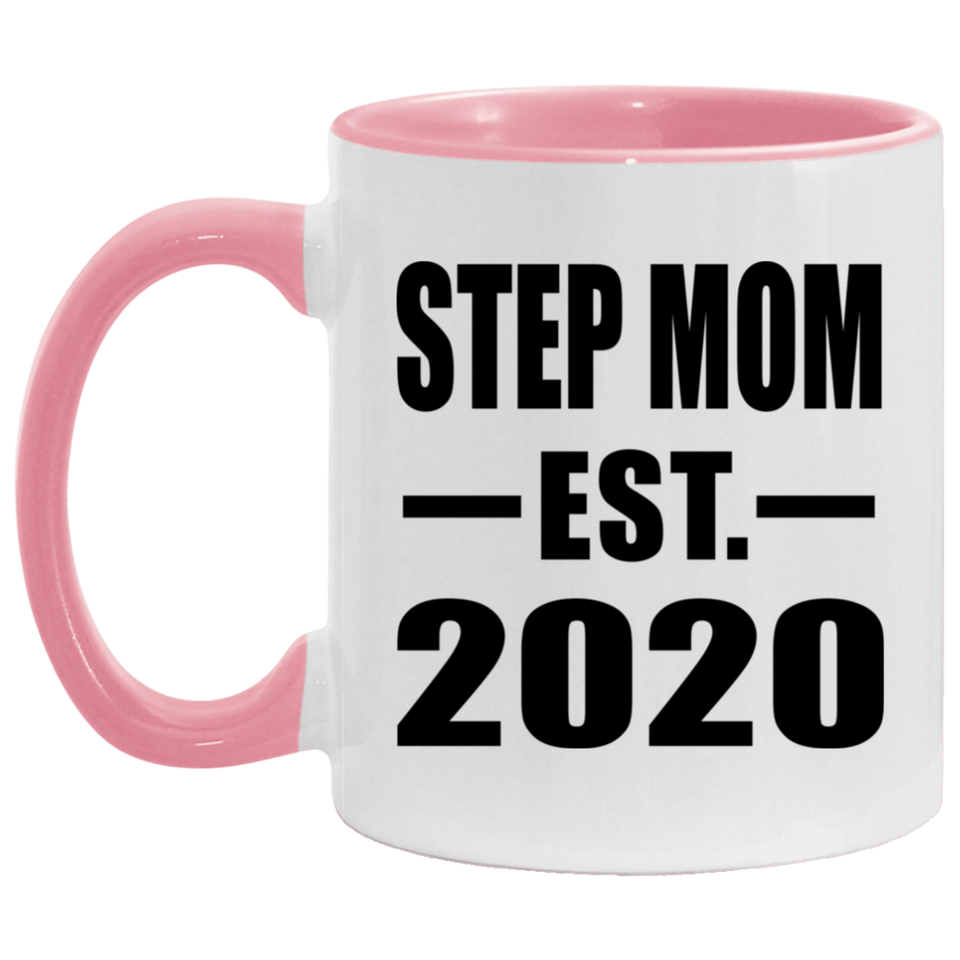 Step Mom Established EST. 2020 - 11oz Accent Mug Pink