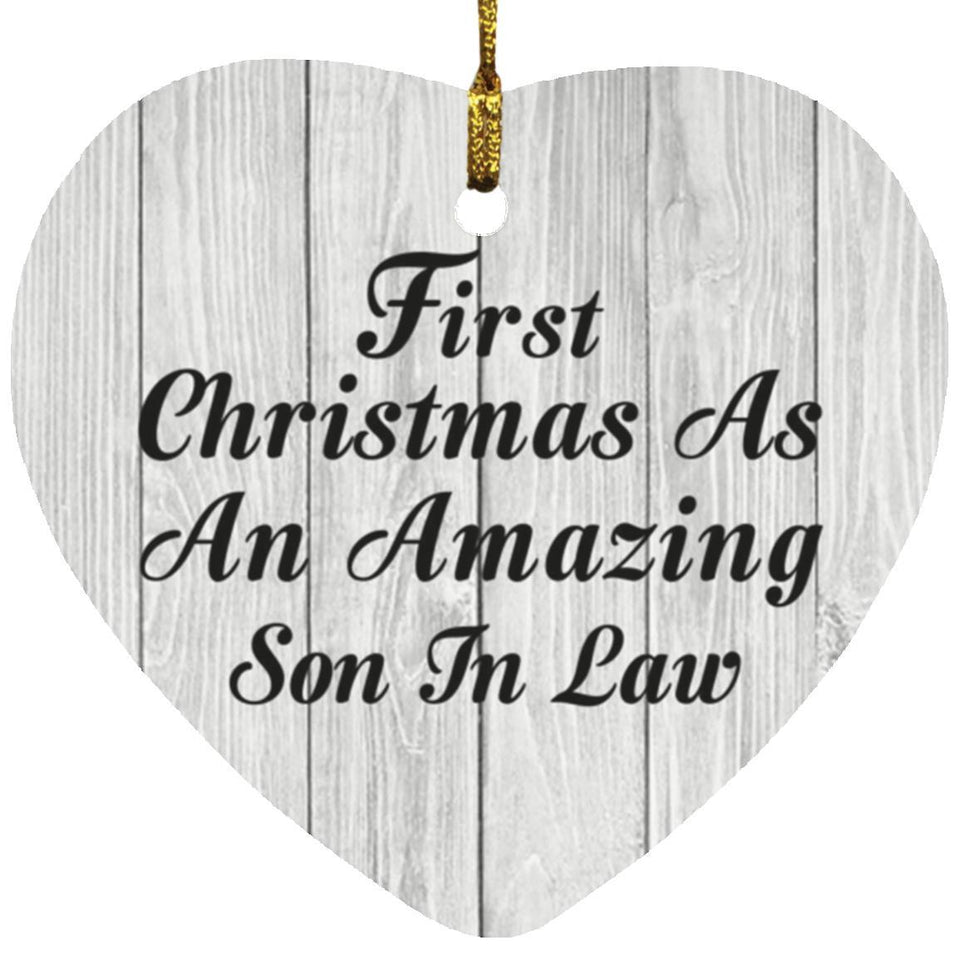 First Christmas As An Amazing Son In Law - Heart Ornament F