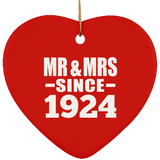 100th Anniversary Mr & Mrs Since 1924 - Heart Ornament